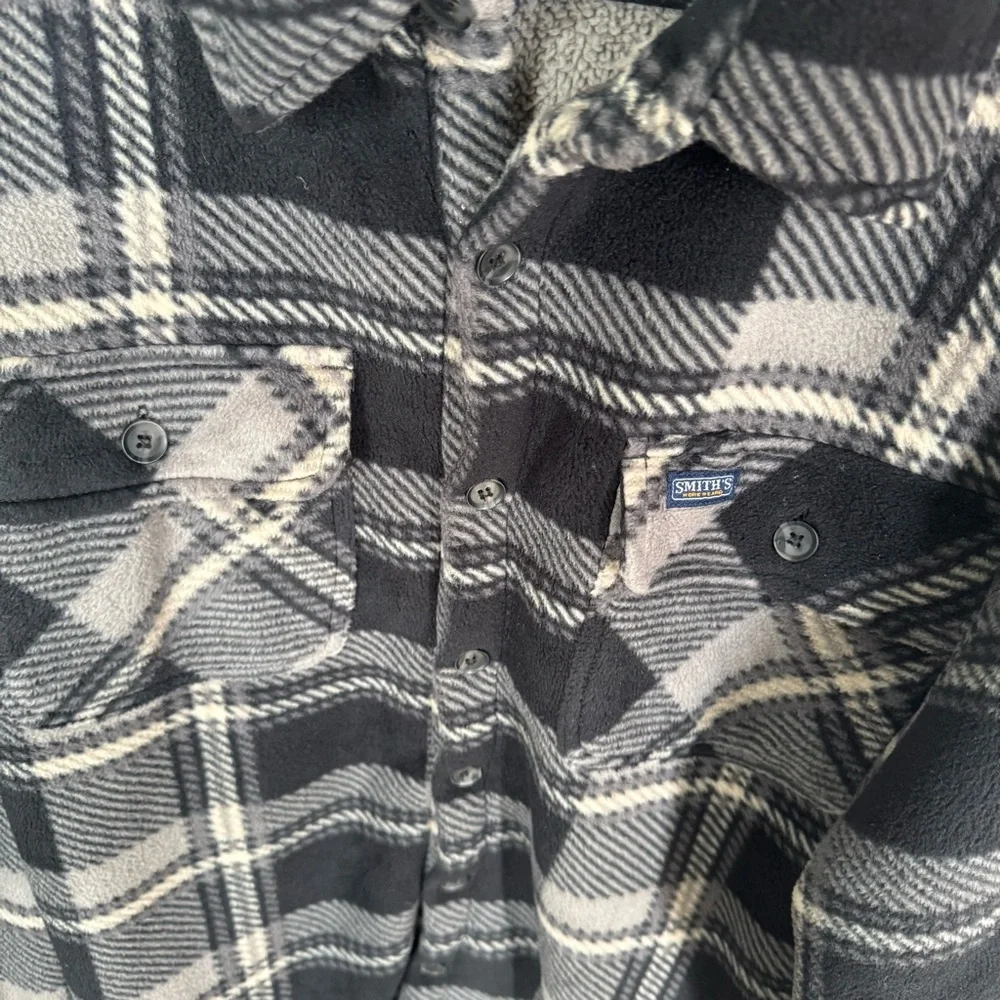 Smith’s Work Wear Black and Gray Plaid Men's Sherpa Lined Jacket Size XXL‎